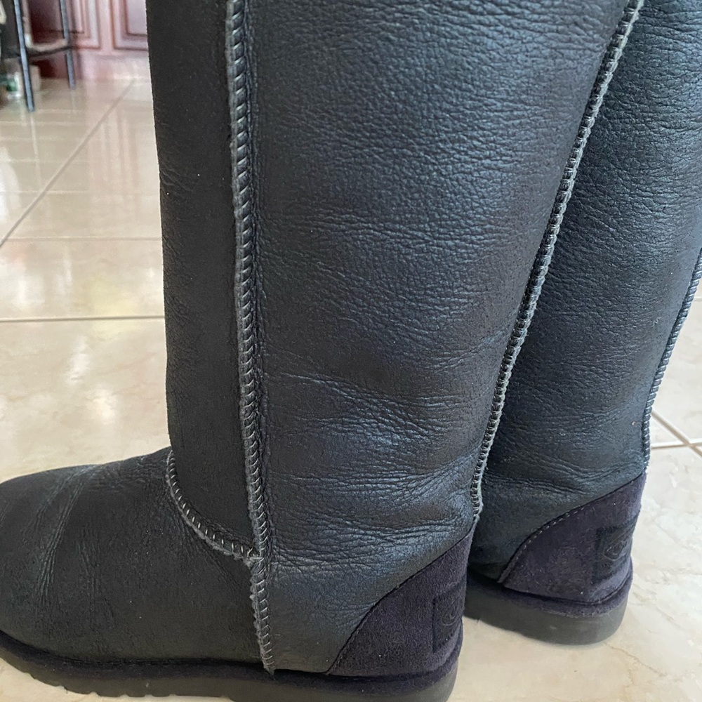 Elegant Blue Leather Winter Boots - Picture 4 of 8